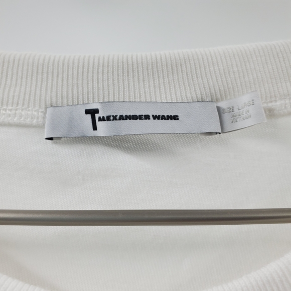 T Alexander Wang Cotton Silk Ruche Crop Top White - Picture 6 of 7